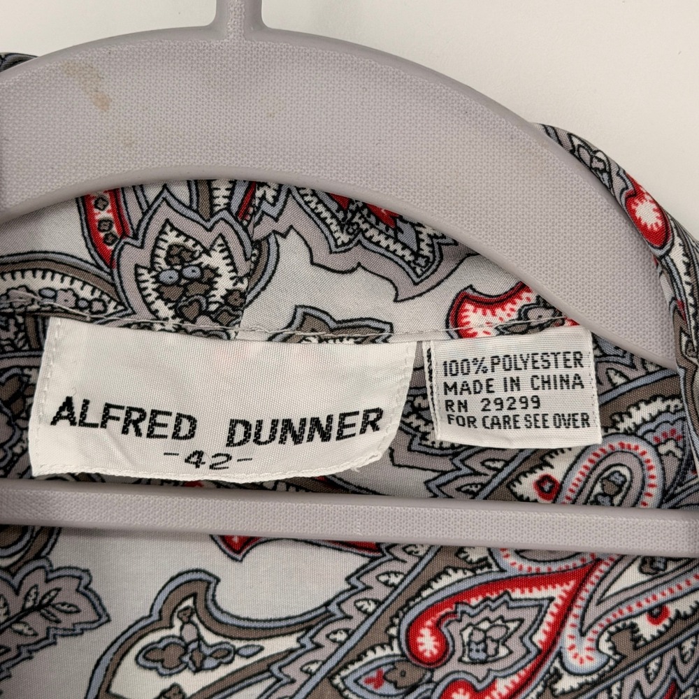 Alfred Dunner Blouse Women 42 Gray Red Paisley Tie Neck Vintage 80s Office Boho - Picture 4 of 6